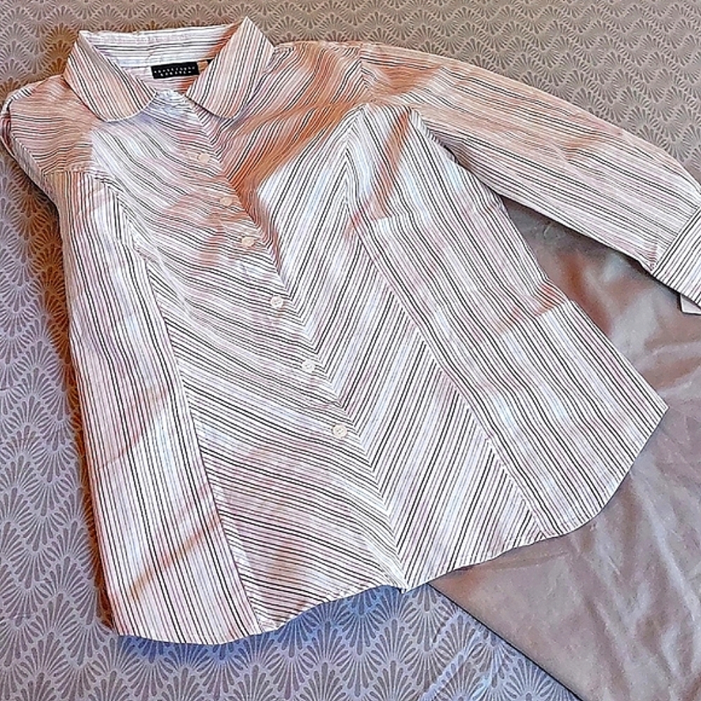 APOSTROPHE Stretch Ladies Casual Striped Top (LG) NWT